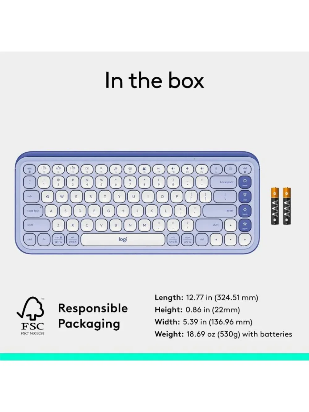 Wireless Bluetooth Keyboard - Lilac & Off-White, Stylish Design, Compact